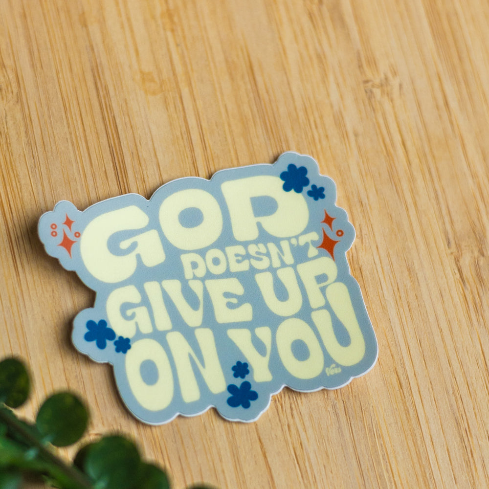 
                      
                        God Doesn't Give Up On You Sticker
                      
                    